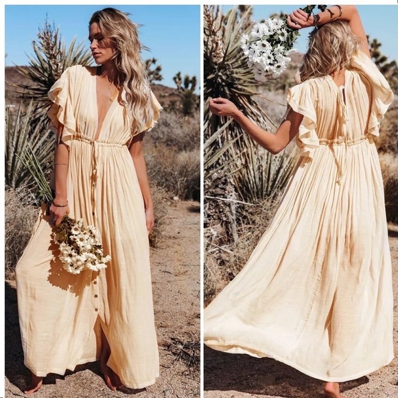 Boho summer lounge beach tunic coverup one size button front flutter sleeve - Picture 9 of 9